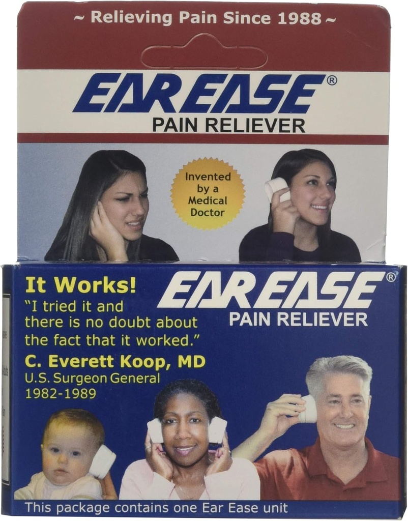 Smerte Reliever for voksne, Børn & Senior Citizens- Natural, Safe, Non- Invasive, Hurtig Fungerende & Effektiv Earache Relief fra Sinus Tryk, højdeændringer, svømning, Allergier, Cold & Flu
