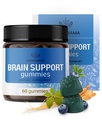 HERBAMAMA Brain Support Gummies - Brain Focus Kosttilskud til voksne med Ashwagandha, Bacopa Monnieri, C-vitamin & B12 - Vegan, Non- GMO Calming Gummies - 60 Pectin- baserede Blueberry- smag tyggegummi