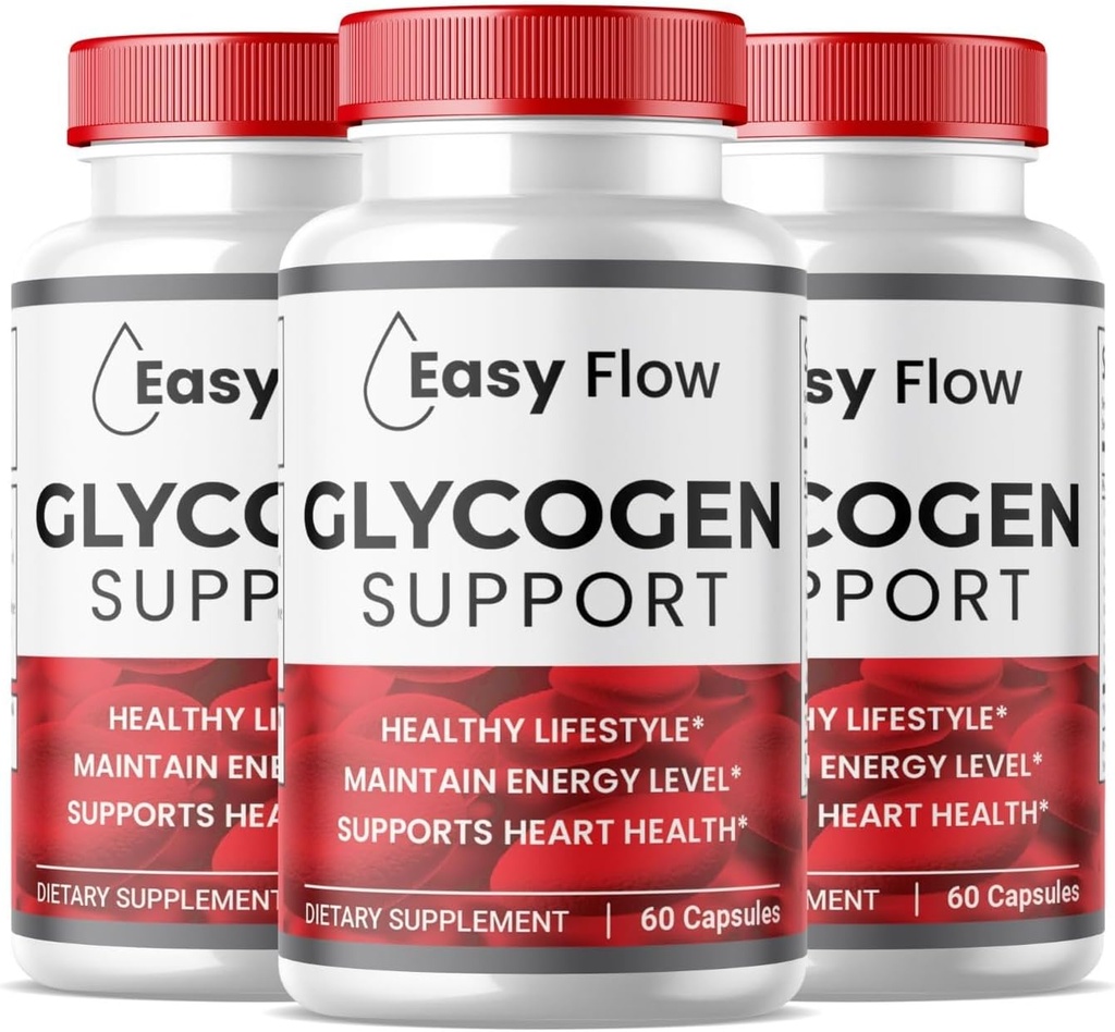 (3 Pack) Easy Flow Glycogen, EasyFlow Glycogen Support Kapsler, Glyco Optimizer Formel, Natural Blood Vessel Cleaner, Premium Easy Flow Glycogen Support (180 Kapsler)