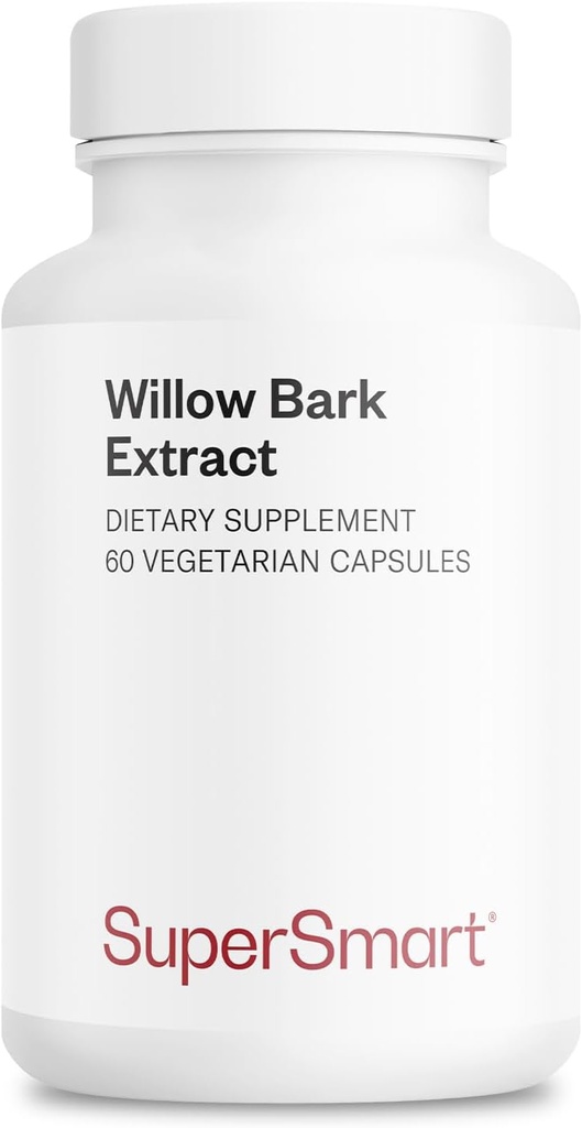 Supersmart - Willow Bark Extract 530mg per dag (høj potens) - 15% Salicin - Natural Willow Bark Herb Supplement: 124; Non- GMO & Gluten Free - 60 vegetariske kapsler