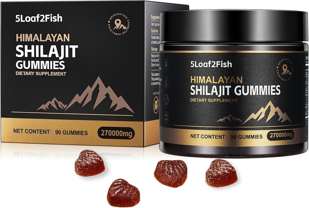 Organic Shilajit Gummies, Pure Himalayan Shilajit Gummies for Men Supplement, Gold Shilajit Gummies for Women Buddy Natural 85 + Trace Minerals, Ashwagandha, Black Seed Oil Extract, 90 Gummies