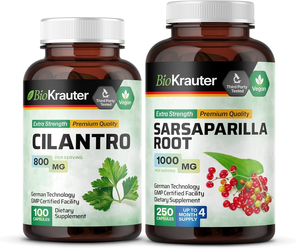 BIO KRAUTER Cilantro 100 Kapsler & Sarsaparilla 250 Kapsler