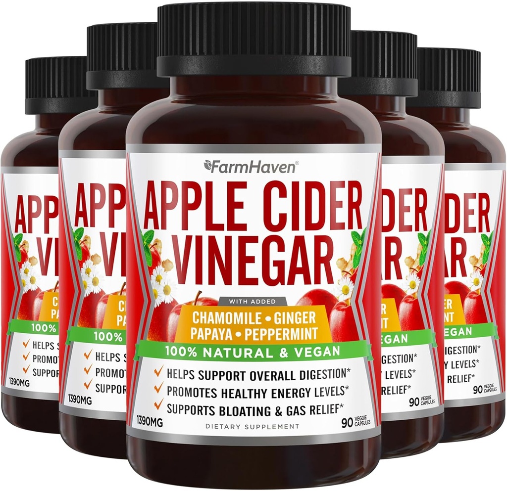 Apple Cider Vincils kapsler med ingefær, Papaya & Chamomile