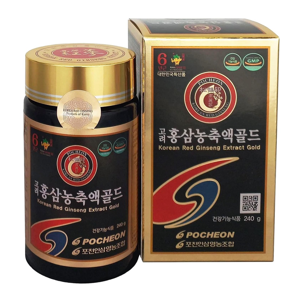 Pocheon 240g (8.5oz), 100% Pure Koreansk 6Years Root Panax Red Ginseng Extract Gold, TOP Ginsenosid, Saponin, Ginseng Herbal Supplement, Naturlig immunforsvar Support