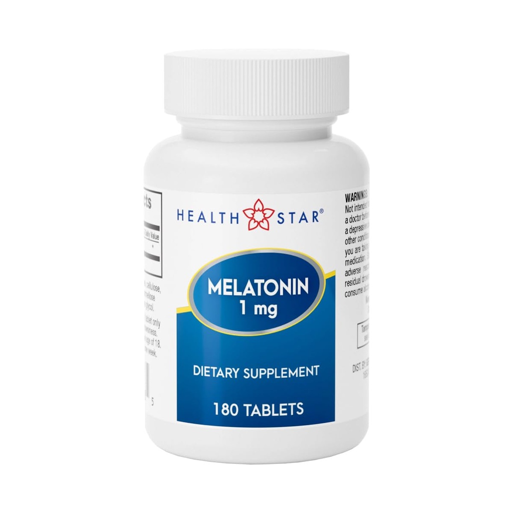GeriCare Melatonin 1mg dvaletilskud supplement, Gentle Nighttime dvalestøtte, Non-Habit Danning, Hjælper med at fremme afslapning og rolig søvn, Jet Lag Inddrivelse, og bedre Nighttime hvile, 180 tabletter