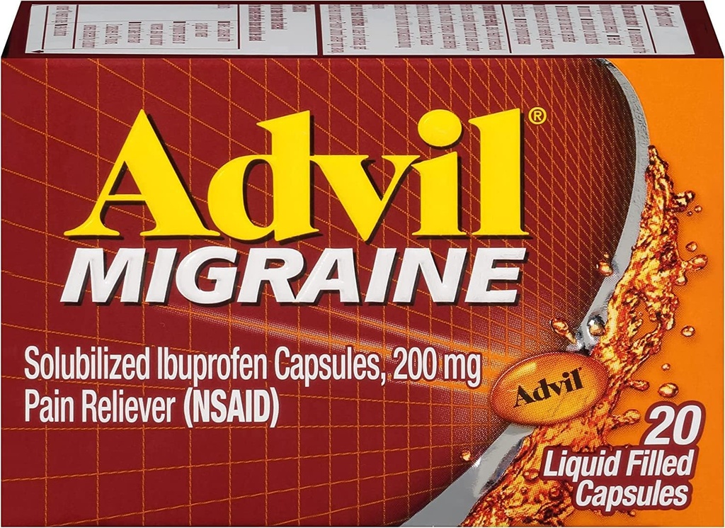 Advil Migræne Væske fyldte kapsler - 20 ct, pakning med 6 stk.