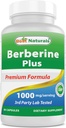 Bedste Naturals Berberine Plus 1000mg per servering, (non- GMO) 60 kapsler - Indeholder Berberine HCL 1000mg, C-vitamin 120mg & Zink Gluconat 30 mg