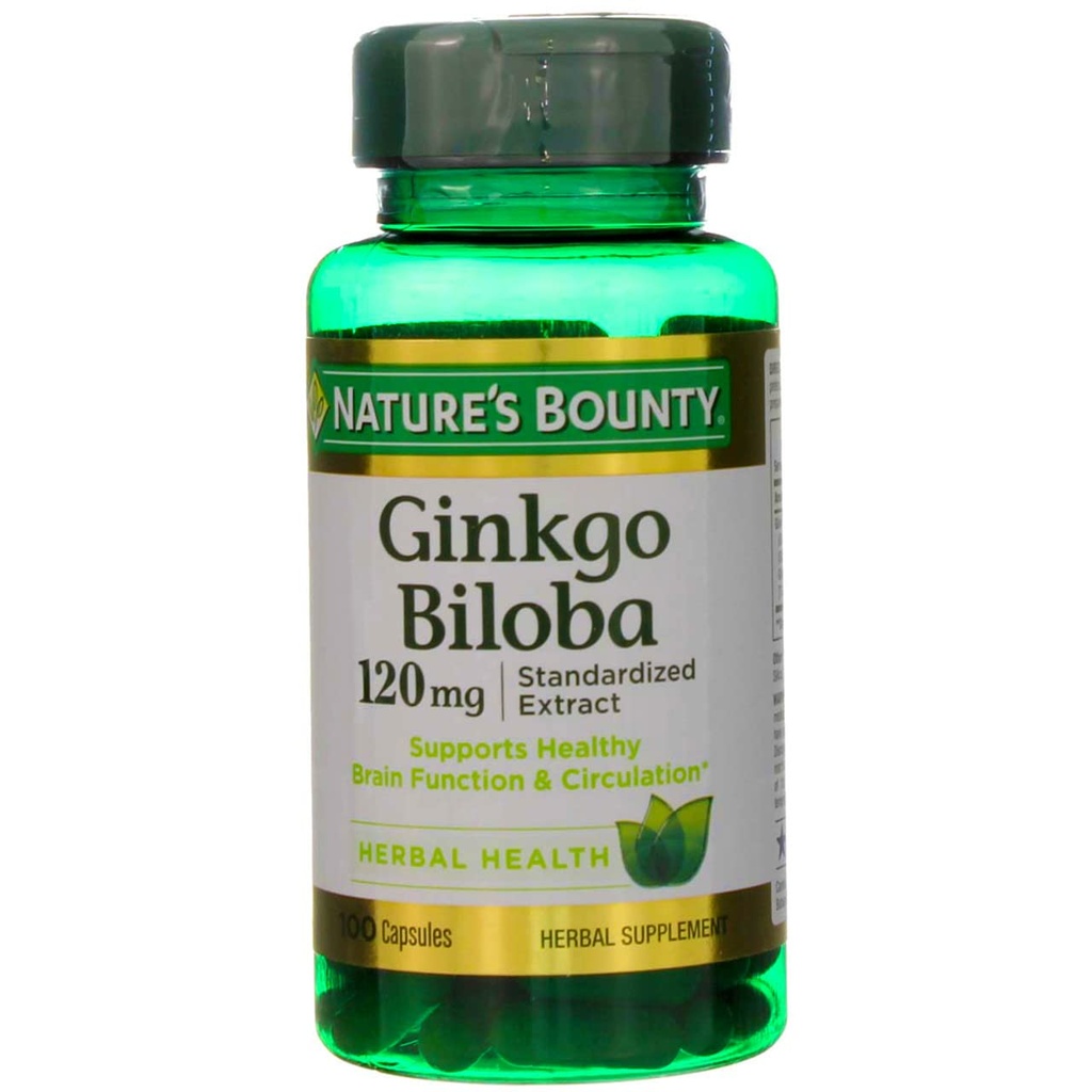 Nature 's Bounty Ginkgo Biloba 120 mg Dobbelt Styrke - 100 kapsler, pakke med 2
