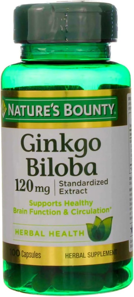 Nature 's Bounty Ginkgo Biloba 120 mg Dobbelt Styrke - 100 kapsler, pakke med 2