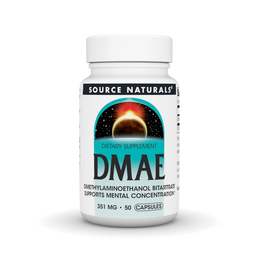 Kilde Naturals DMAE, Dimethylaminoethanol Bitartrat - Understøtter Mental koncentration - 50 kapsler