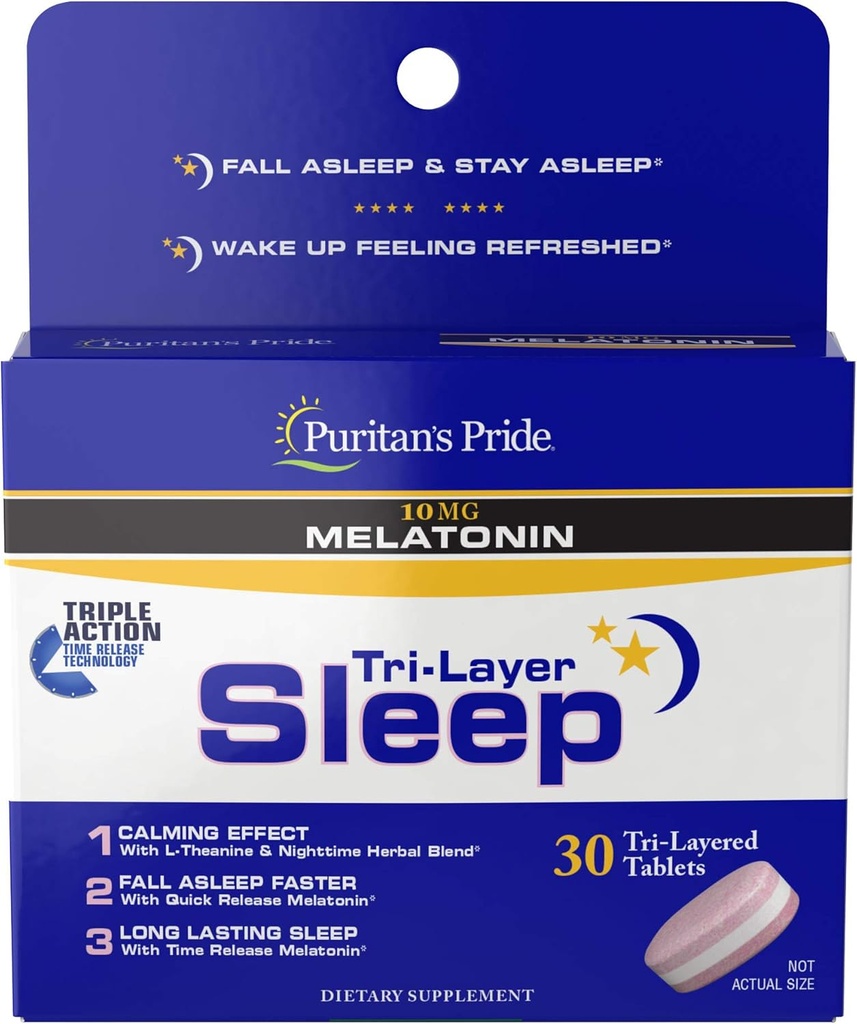 Puritans Pride Tri- Layered Sleep Tablets, 30 Greve