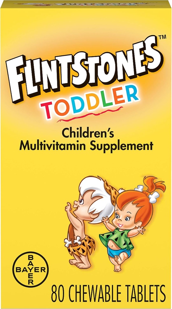 Flintstones Chewable Toddler Vitaminer, Multivitamin til Toddlers med C-vitamin, D-vitamin, Folate & mere, 80ct