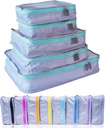MUMI Packing Cubes - 5 -Piece Compression Packing Cubes for Travel, Bagage Arrangører for Suitcases, Carry- On Tasker, Backpacks og Duffel Tasker - Space-Saving Travel Essentials - Aqua
