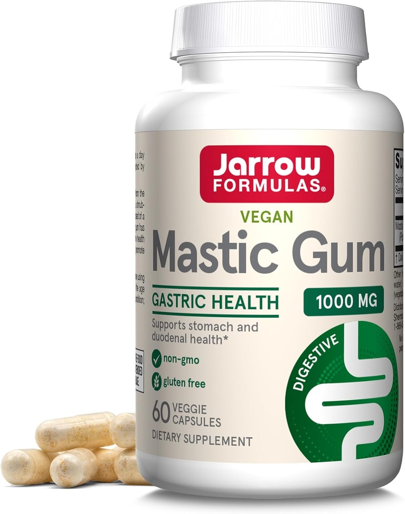 Jarrow Formulas Mastic Gum 1000 mg - 60 Veggie Caps - Naturlig Formel Support Masse, Duodenal & Oral Health - 30 Servere