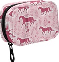 Fustylead Pink Horse Silhouette og Botaniske Decor Elements Pil Organizer til purse, Ugentlig Portable Pill Box med lynlås til opbevaring Vitamin Fish Olies Medicin Kosttilskud