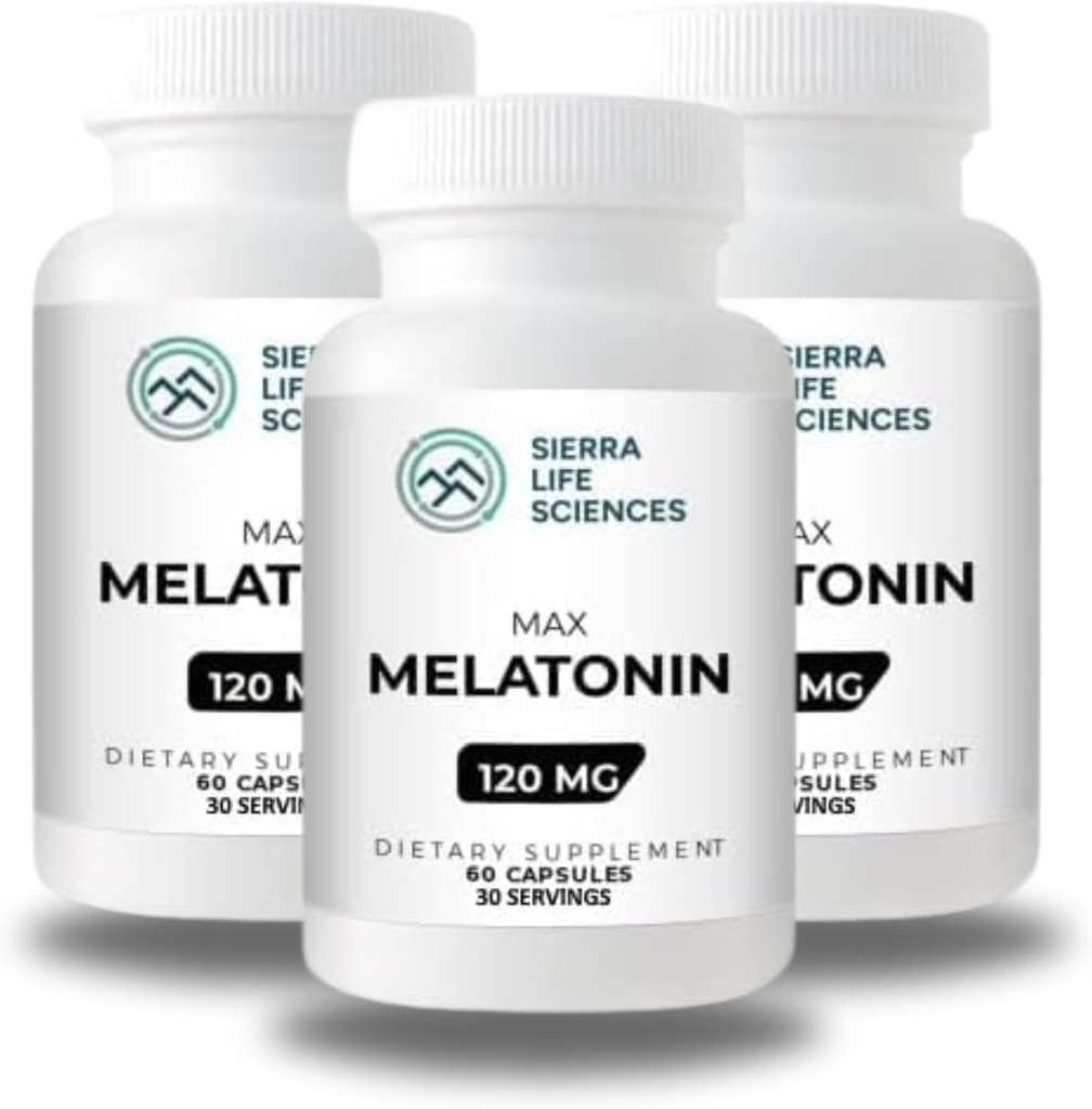 120 mg høj dosis Melatonin Max i Easy- to- synke kapsler - 30 Servering (pakke med 3)