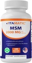 Vitamatisk MSM 2000 mg med C-vitamin 75 mg per servering - 180 Veg kapsler - C-vitamin Aid in Better absopriton of MSM (Methylsulfonylmethan) - Non-GMO & Gluten Free