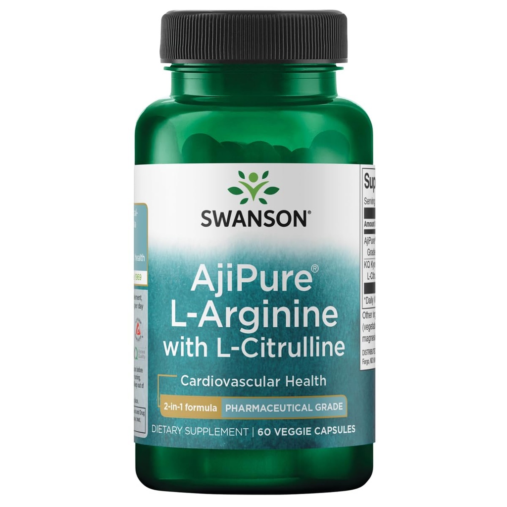 Swanson Amino Acid Ajipure L- Arginin med L- Citrullin 60 Veg kapsler