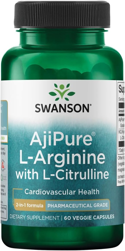 Swanson Amino Acid Ajipure L- Arginin med L- Citrullin 60 Veg kapsler