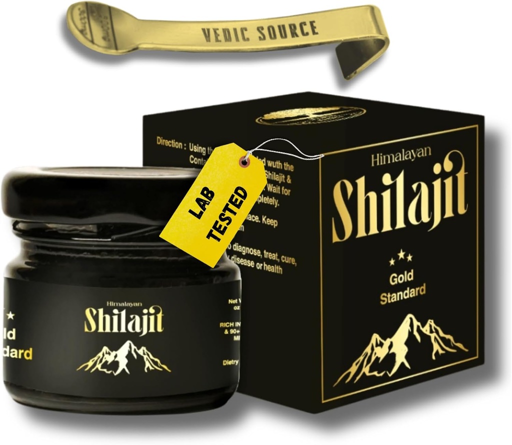 Højeste Himalayan Shilajit Resin - Højeste Grade, Traditionelt Lavet, ikke kommercialiseret, Rich in Fulvic Acid & 85 + Minerals, Shilajit for mænd og kvinder, Lab- Testet, 2-måneders levering