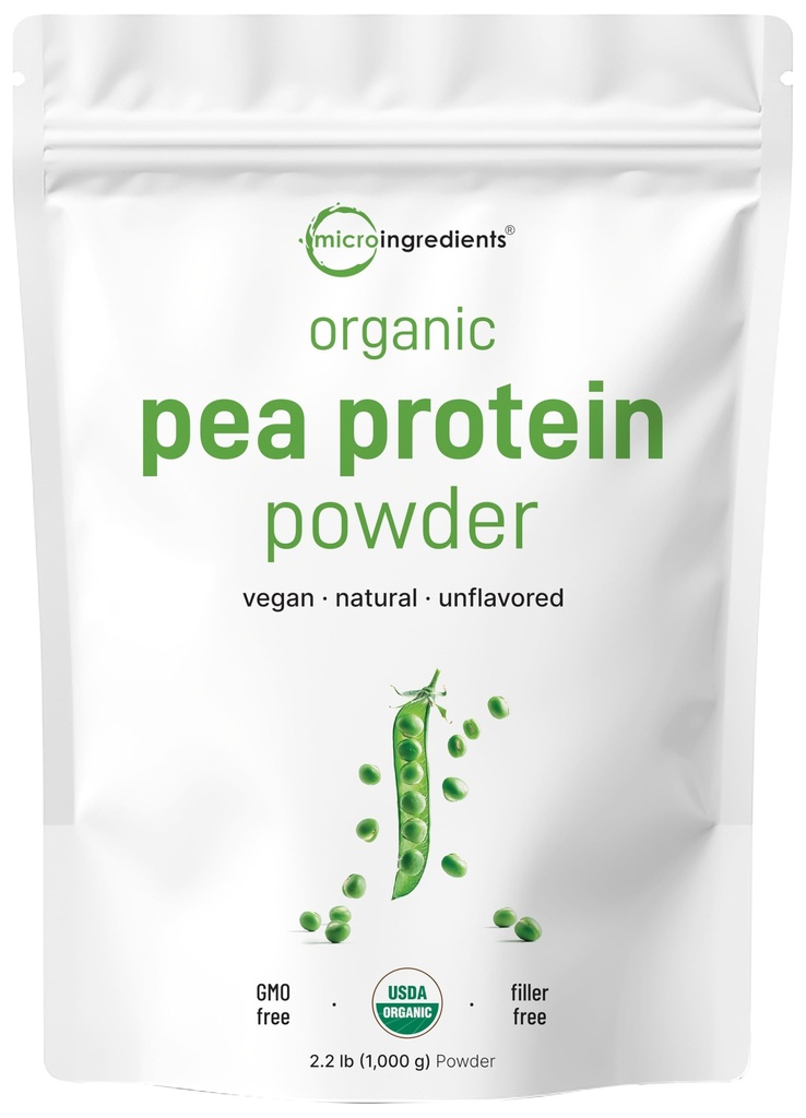 Micro Ingredients Nordamerika Voksen, Organic Pea Protein Powder, 1KG (2,2 Pounds) Dex124; Plant- baserede Vegan Protein, Meatless Protein Supplement, Rich in forgrenet kæde Amino Acid Dex124; Non- GMO, Soy Free