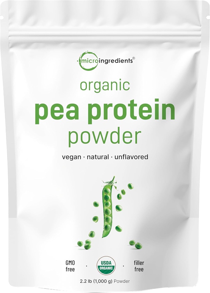 Micro Ingredients Nordamerika Voksen, Organic Pea Protein Powder, 1KG (2,2 Pounds) Dex124; Plant- baserede Vegan Protein, Meatless Protein Supplement, Rich in forgrenet kæde Amino Acid Dex124; Non- GMO, Soy Free