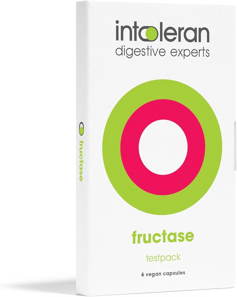 Intoleran Fructase fordøjelsesenzymer Testpack - 6 Kapsler - 124; Supplement til Fructose Intolerance - 124; Enzymer til at hjælpe med de største sukkerholdige fødevarer & drikkevarer (frugtsukker) - 124; Fast Funktionsmiddel - 124; Pure & Vegan - 124; Lav FODMAP