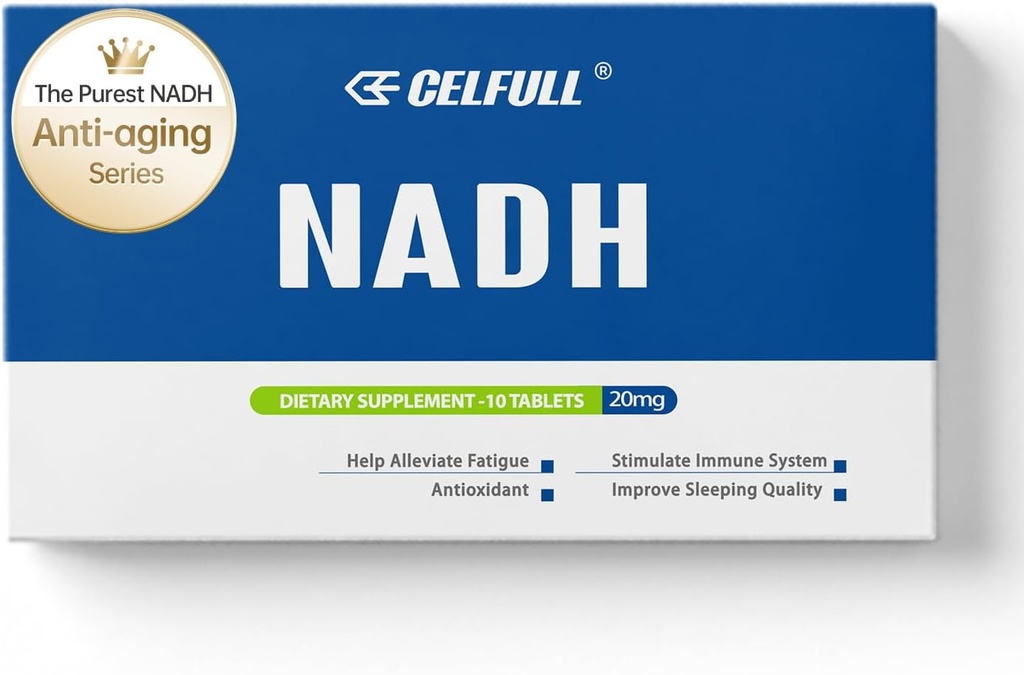 CELFULL NADH Supplement 40mg Enchance NMN Alternativ NAD + supplement til immunstøtte Anti- Aging Boost Brain Cognition & kronisk træthed kosttilskud