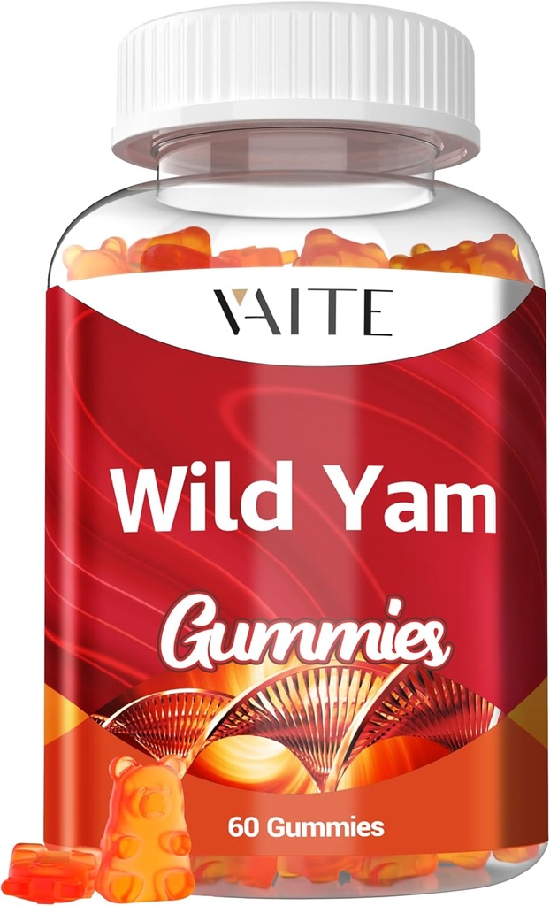 Wild Yam Root Gummies 1000mg - Dioscorea Villosa Herbal Supplement for kvinder - Menopause & Hormonal Balance Support - Understøtter Kvinder Wellness - Non- GMO, Gluten- Free, Vegan - 60 Chewables