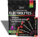 Forstærket electrolyte Powder Stick Packs (Cherry Limeade) w / 0 Sugar + BCAAs + B- Vitaminer Electrolyte Supplement w Kalium Zink & Magnesium til hydrering - Keto Electrolytes