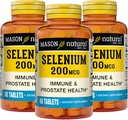 MASON NATURAL Selen 200 mcg - Antioxidant Supplement for immunforsvar & prostata sundhed, Essential Trace Mineral, 60 tabletter (pakning med 3)