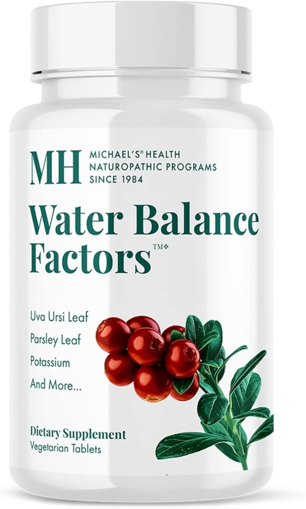 MICHAEL'S Health Naturopathic Programs Water Balance Factors - 120 Vegetarian Tablets - Helps Balance Fluid Levels - with Potassium & Vitamin B6 - Gluten Free, Kosher - 40 Servings