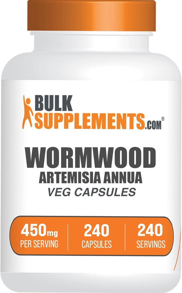 BulkSupplements.com Wormwood Extract Kapsler - Wormwood Supplement, fra Artemisia Annua Leaf, Gluten Free, 1 Kapsel per Serving, 240 Veg Kapsler (Pakke med 1)