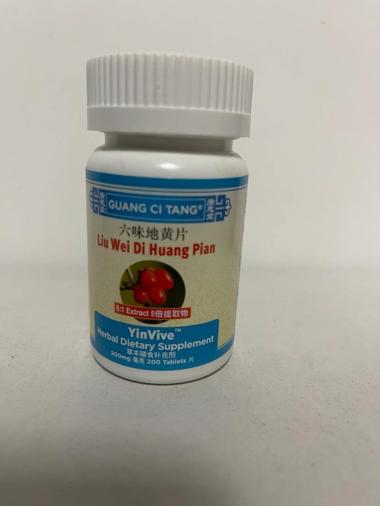 Liu Wei Di Huang Pian (Wan) (YinVive) 200 mg 200 tabletter, betragtes som en potent nyre tonic, understøtter nyrefunktion