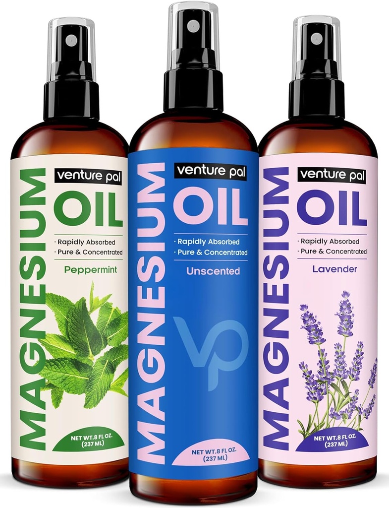 Venture Pal 100% Pure Magnesium Oil Spray med Lavendel, Hurtig Absorption, Mindre Sting, Ultra-Lindrende til søvn & Muskel Afslapning, Syv (Big 8 oz) Mineraler