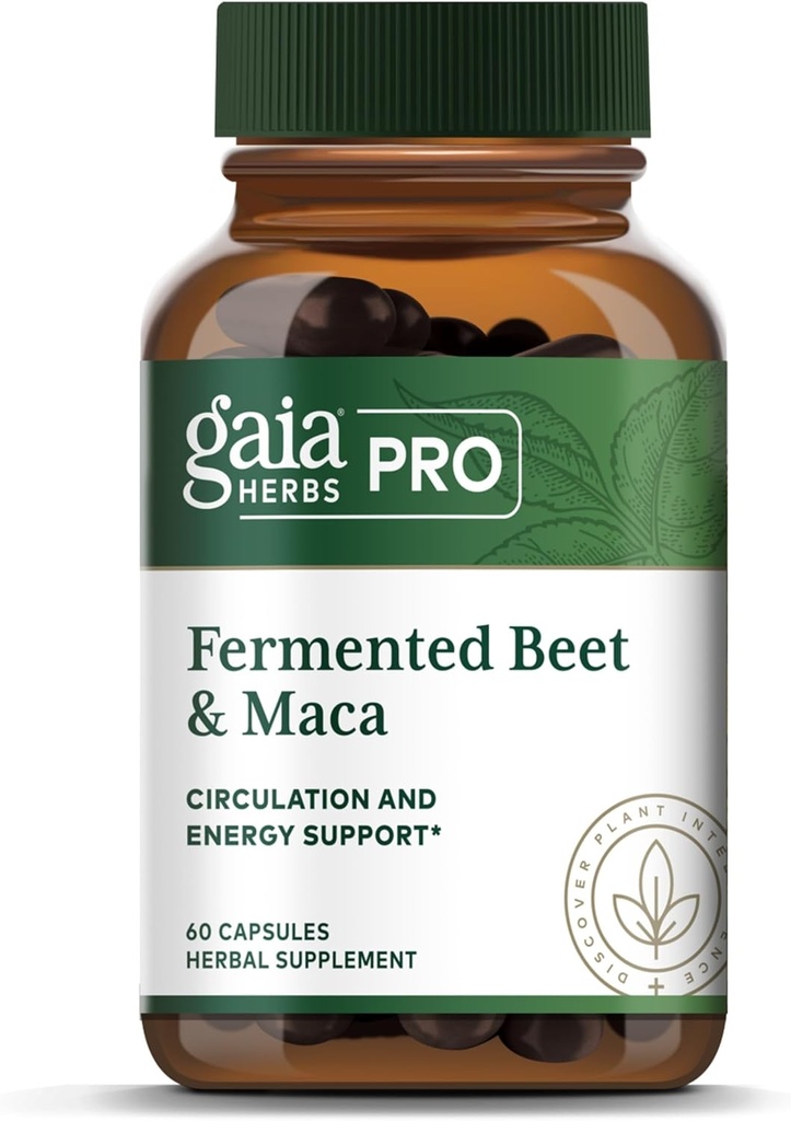 GAIA HERBS PRO Fermented Beet & Maca - Sund energi & cirkulation Support * - Nyre sundhed supplement med Beet & Carrot Root - Vegan, Gluten- Free, Soy- Free - 60 kapsler (30 Servere)