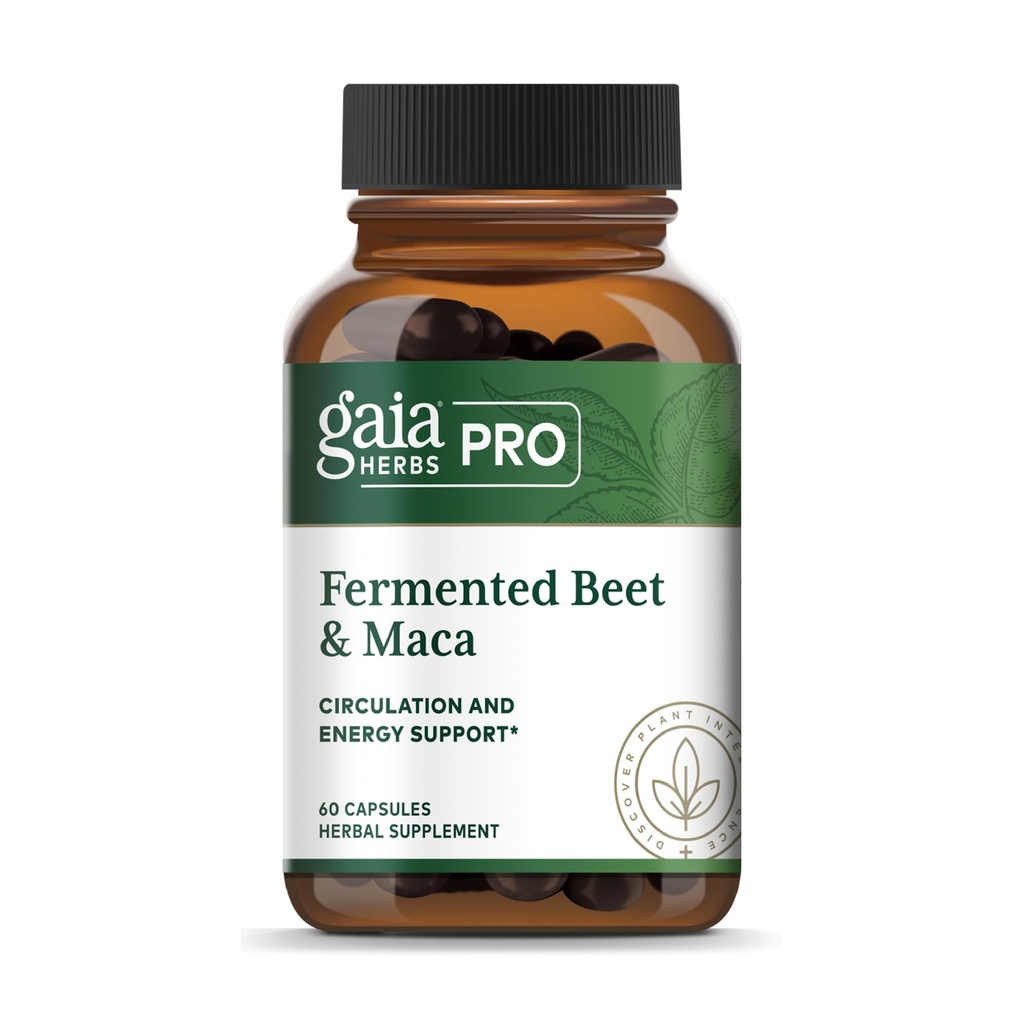 GAIA HERBS PRO Fermented Beet & Maca - Sund energi & cirkulation Support * - Nyre sundhed supplement med Beet & Carrot Root - Vegan, Gluten- Free, Soy- Free - 60 kapsler (30 Servere)