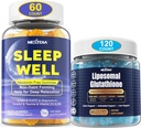 Melatonin Gratis naturlig søvn Gummier for voksne + Liposomal Glutathione Gummies Supplement for kvinder