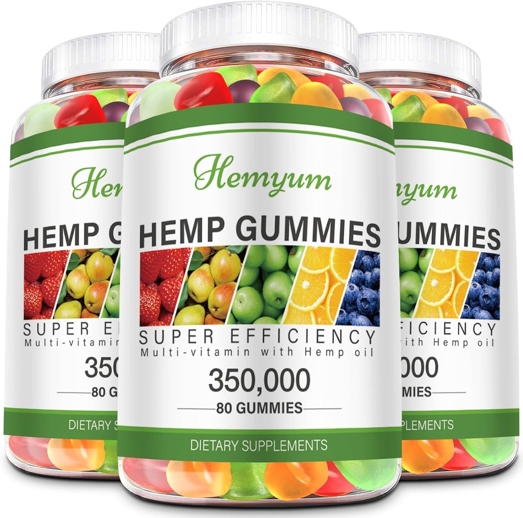 Hamp Gummies 3 pakker høj potens Pure Organic Supplement - med Natural Hamp Oil Extract for Sleep, Smerte, Angst Gummy Edibles Vegan, Non- GMO