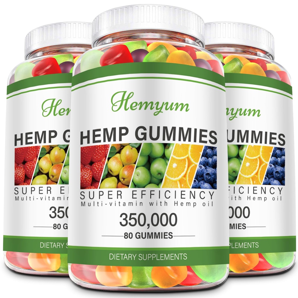 Hamp Gummies 3 pakker høj potens Pure Organic Supplement - med Natural Hamp Oil Extract for Sleep, Smerte, Angst Gummy Edibles Vegan, Non- GMO