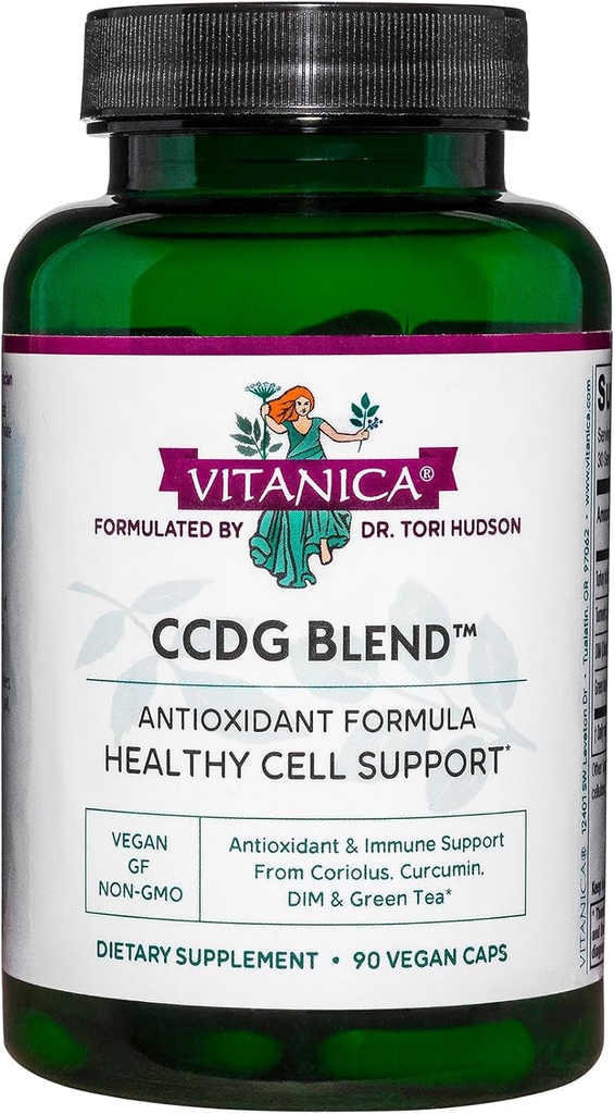 Vitanica CCDG Blend - immunstøtte supplement - DIM tillæg med Tyrkiet Tail Mushroom, gurkemeje & grøn te - Vegansk supplement til immunstøtte - Lady - 90 kapsler