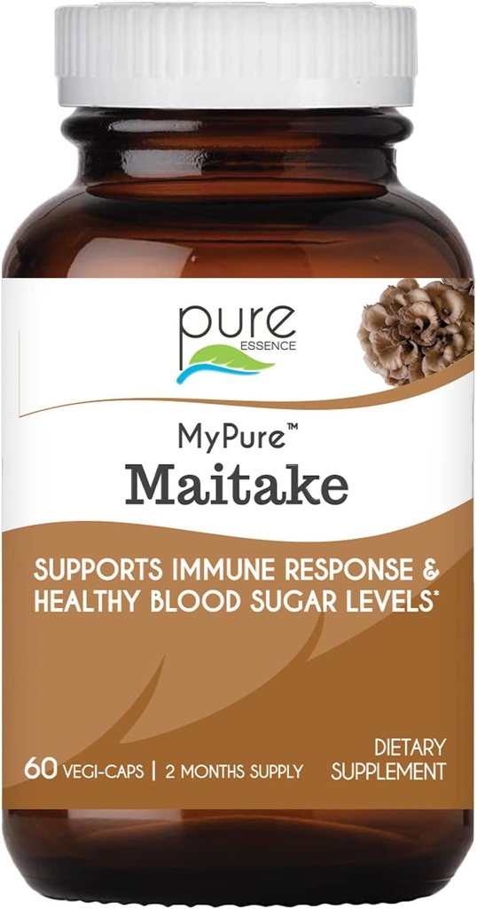 PURE VÆSENTLIGE ETIKER MyPure Maitake svampe - Koncentreret Maitake svampe pulver supplement til immunsystemet støtte, Stress Relief, Byg energi, Styrke Booster for mænd og kvinder - 2 måneders forsyning