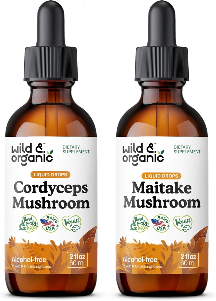 Wild & Organic Cordyceps Mushroom Tinktur 2 fl oz & Maitake Mushroom Tinktur 2 fl oz