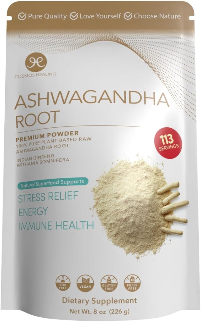 Ashwagandha Root Powder Mest124; Organic Adaptogen Mest124; 8 oz (113 Servere) Mest124; 2 Bedste pr Servering Mest124; Ayurvedic Stress Support & Energy Booster Mest124; Non- GMO, Vegan, Gluten- Free