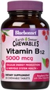 Bluebonnet Nutrition Earth Sweet Vitamin B12 5000 mcg Chewable Tablets, Soy- Free, Gluten- Free, Kosher Certified, Dairy- Free, Vegan, Raspberry Flavored, 30 Chewable Tablets, 30 Servere
