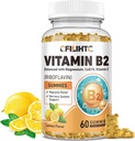 Vitamin B2 Gummies Riboflavin 400mg supplement til børn og voksne - Magnesium Glycinat, Zink, CoQ10, Vitamin B12 - Migræne Relief & Energy, Nervesystemet support, Sukker fri Lemon Flavor, 60ct