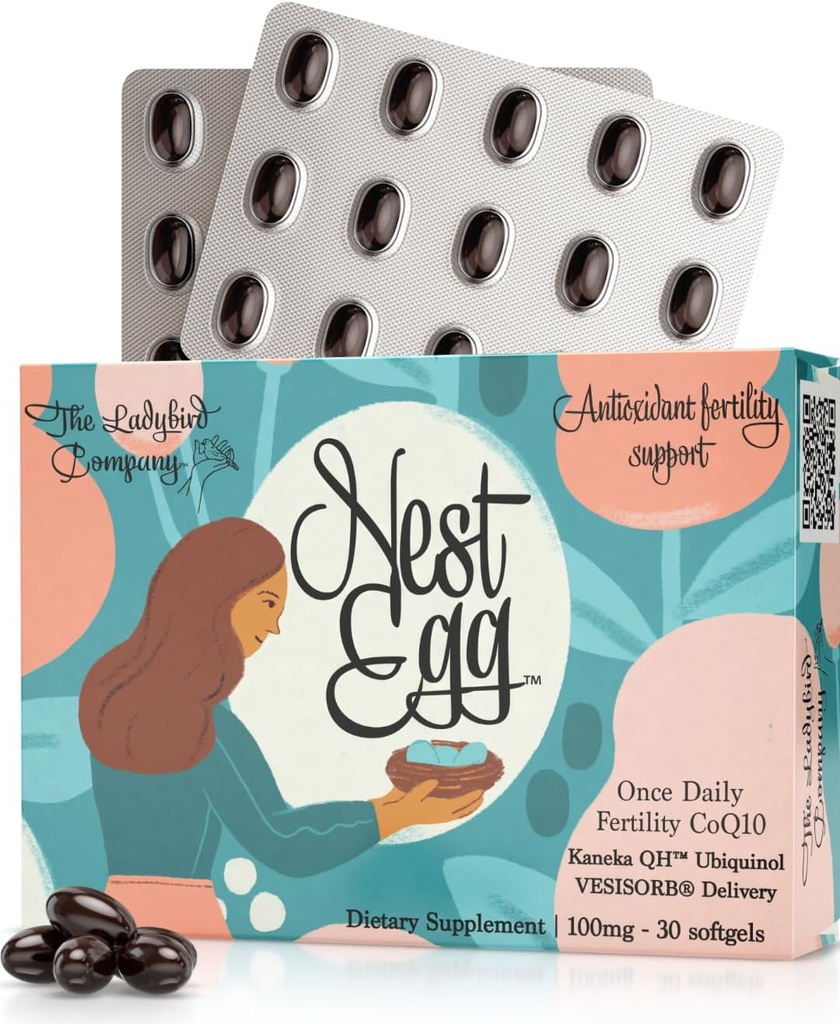 Nest Egg Ubiquinol CoQ10 100mg - Premium CoQ10 Fertilitet supplement til kvinder - Made in USA - 3. part testet - En gang Daily Softgels (30 Greve)