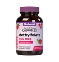 Bluebonnet EarthSweet methylfolfolate 400 mcg Cellulær Active Coenzym 5- MTHF L Methyl Folate Supplement - Prenatal & Energy Support * - Non- GMO, Vegan, Gluten- Free - Hindbær - 90 tyggetabletter
