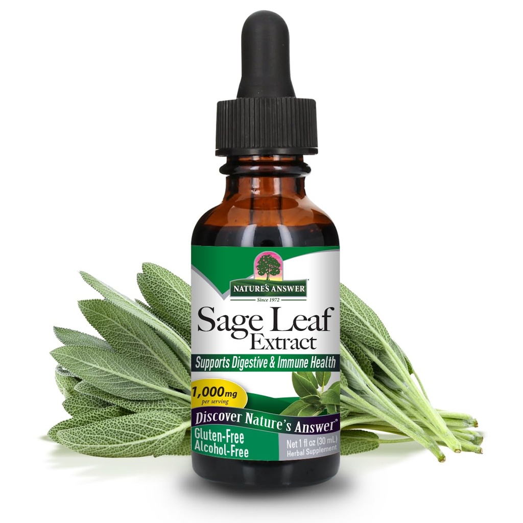 Naturens svar Alkohol gratis Sage Leaf Supplement 1 Fluid Ounce Gluten Free Memories 124; Digestive Support Memories 124; Promoes Mental Function Memories 124; Fordele Gut Health