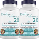 15 dag rense 2X - Dobbelt Gut & Colon Support - Avanceret Gut rense Detox for kvinder og mænd med Alfalfa, Cascara Sagrada, Probiotika & Psyllium Husk - Non- GMO - Lavet i USA - 60 kapsler (2 flasker)